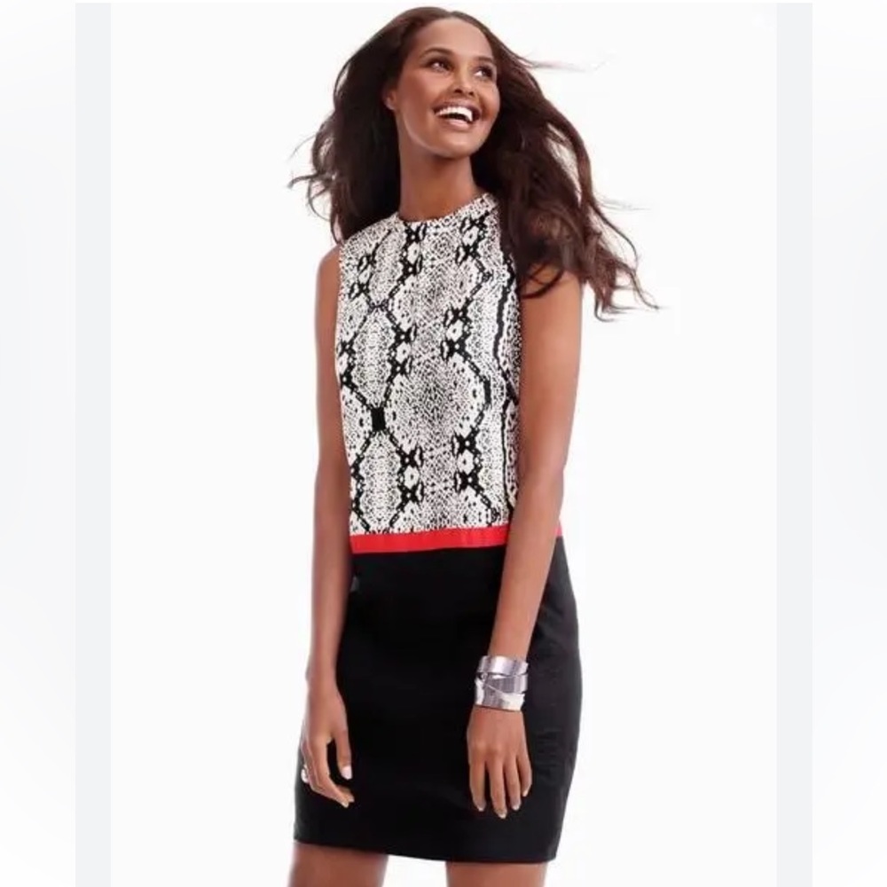 LOFT Linen Snake Print Sleeveless Knee Length Dress